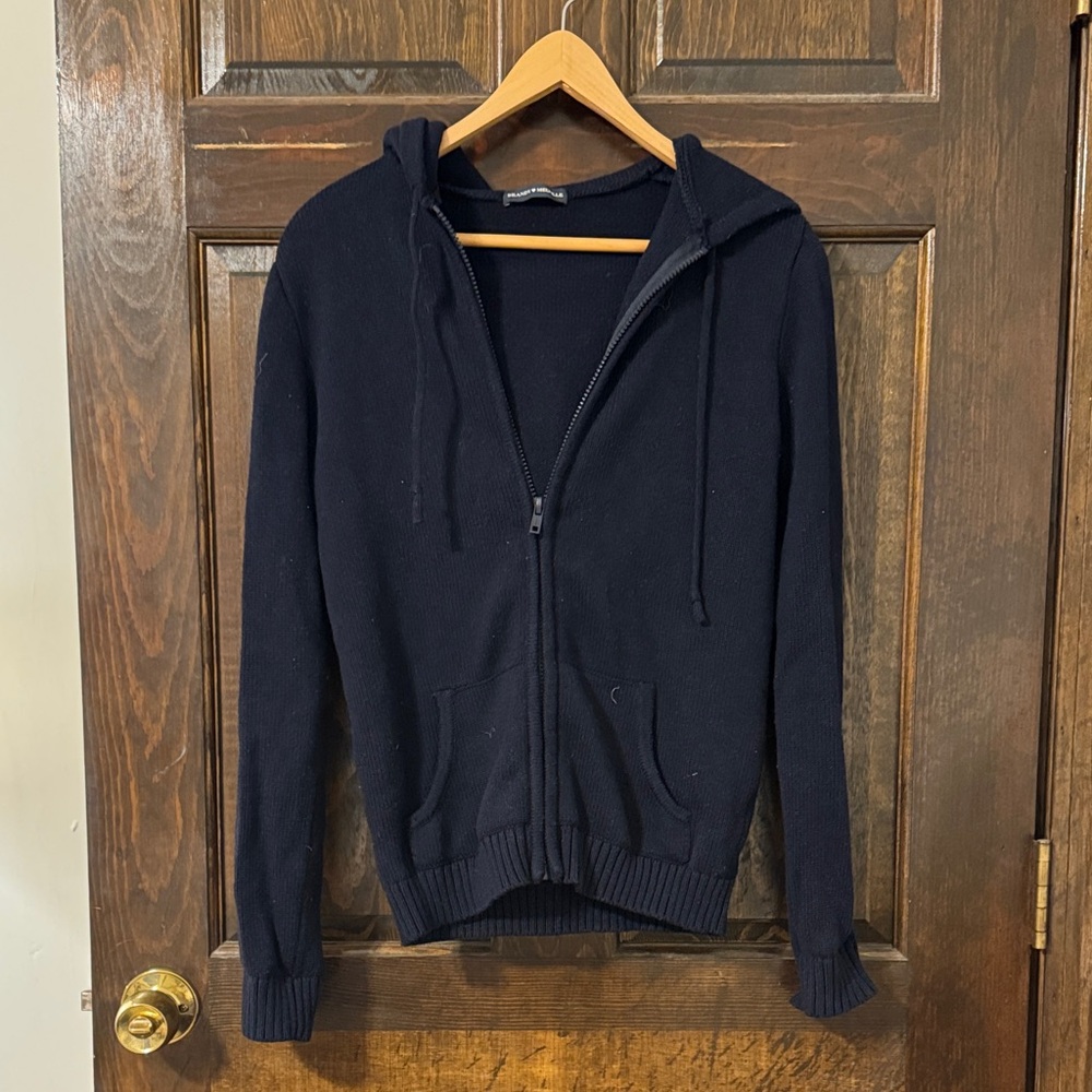 Navy Zipper Hoodie Sweater